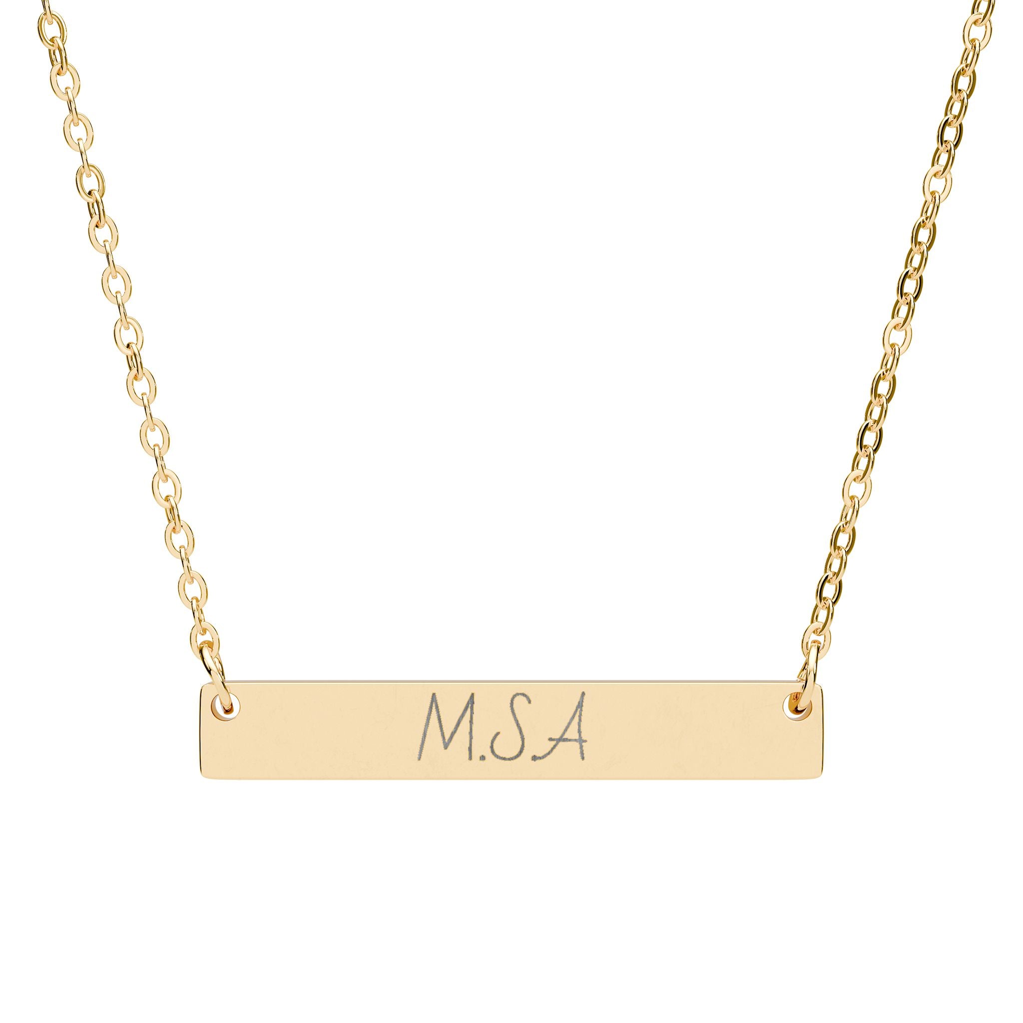 Engravable Horizontal Bar Necklace — Personalized Name & Initial Pendant