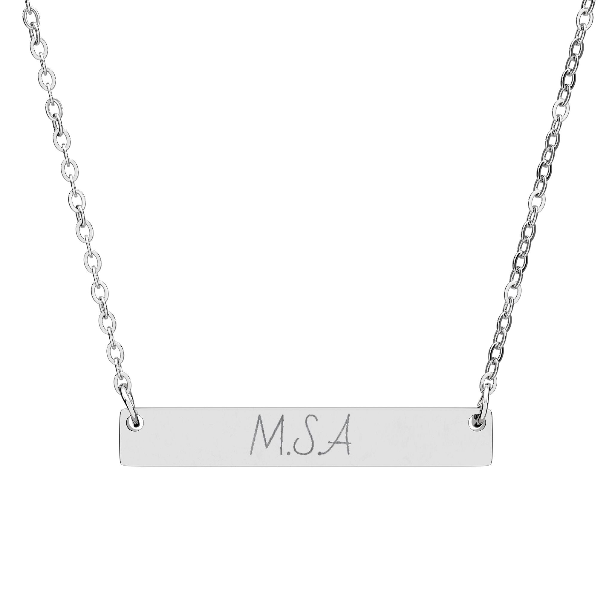 Engravable Horizontal Bar Necklace — Personalized Name & Initial Pendant