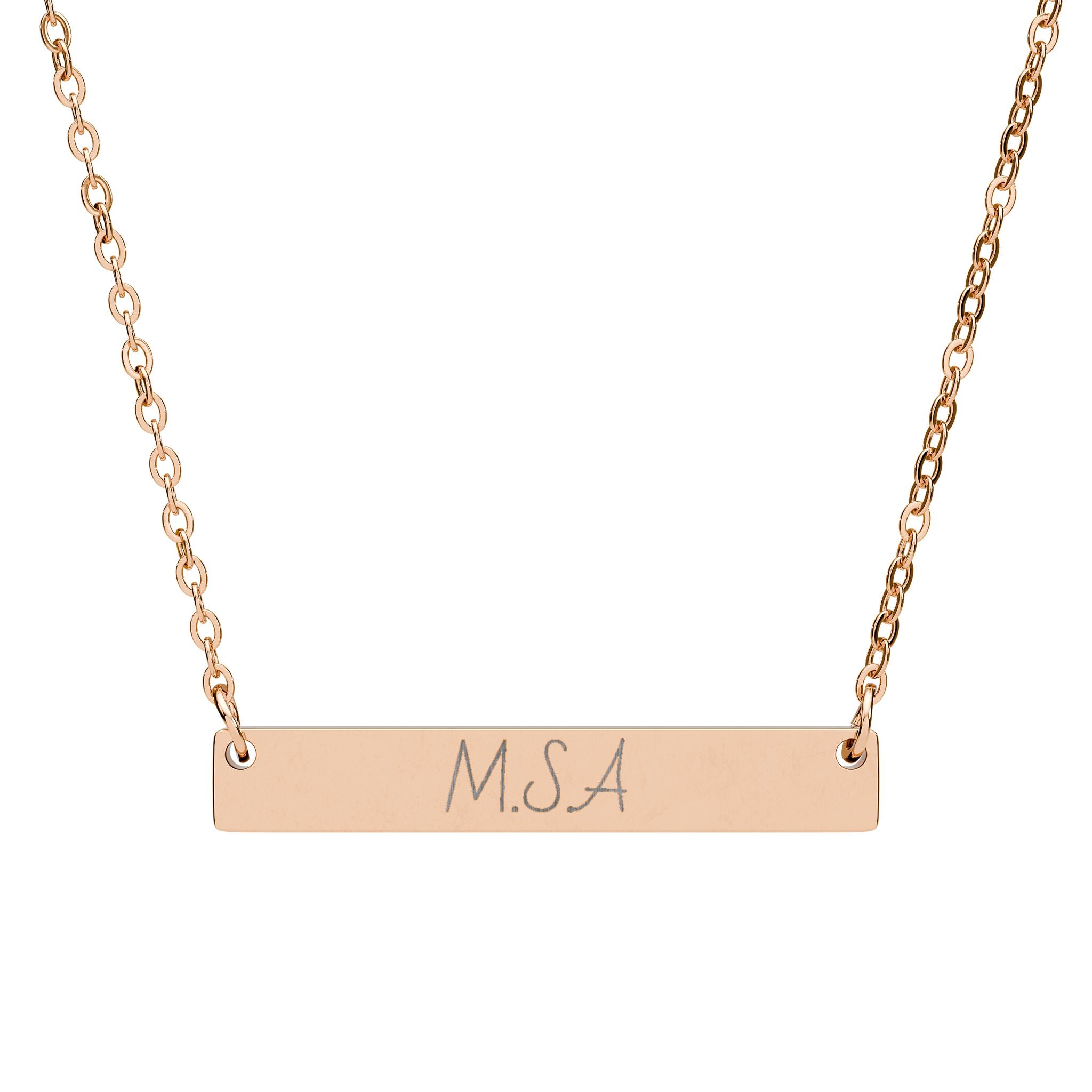 Engravable Horizontal Bar Necklace — Personalized Name & Initial Pendant